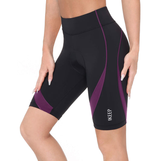 iKeep<sup>&reg;</sup> Women's High Waist Cycling Shorts | Black-purple