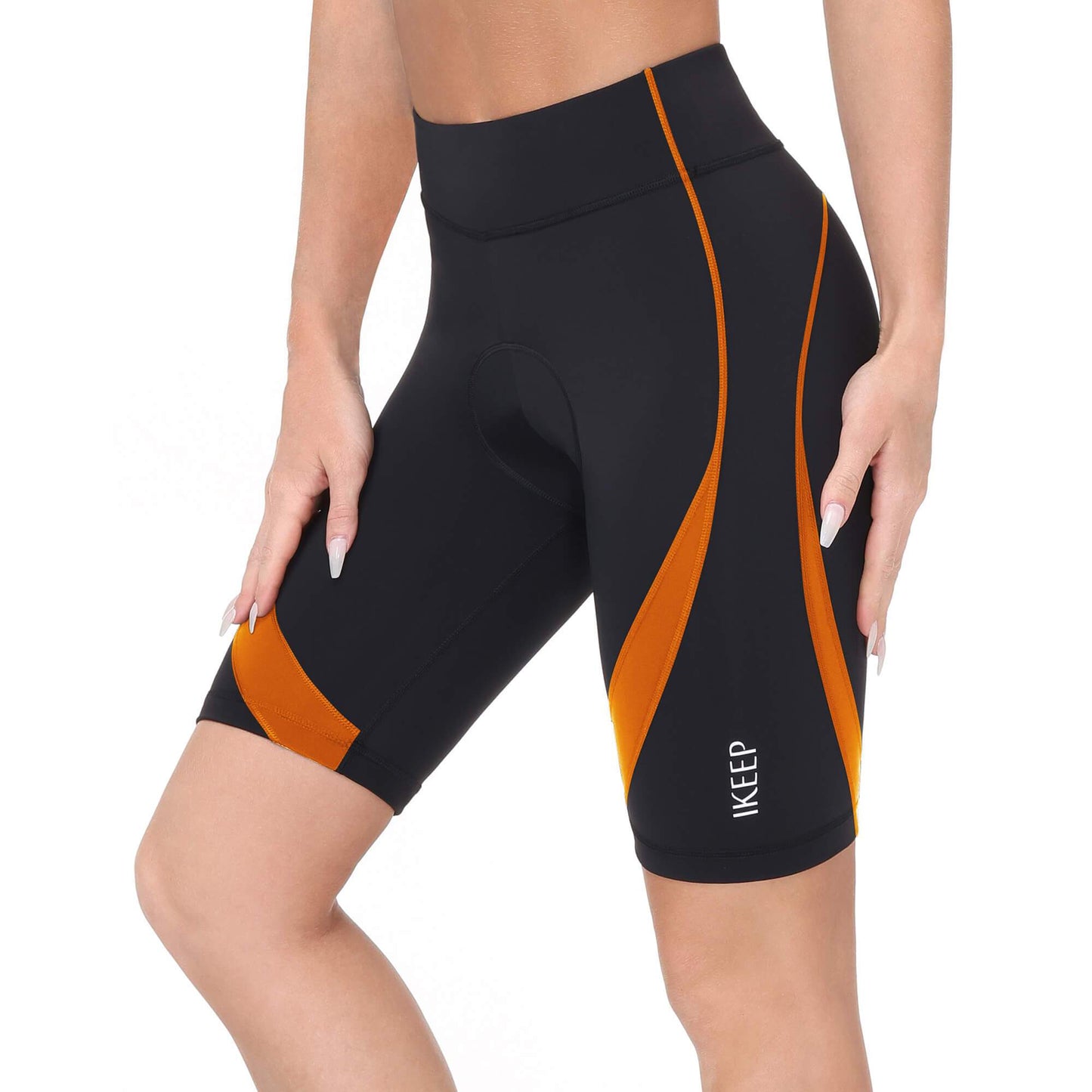 iKeep<sup>&reg;</sup> Women's High Waist Cycling Shorts | Black-orange