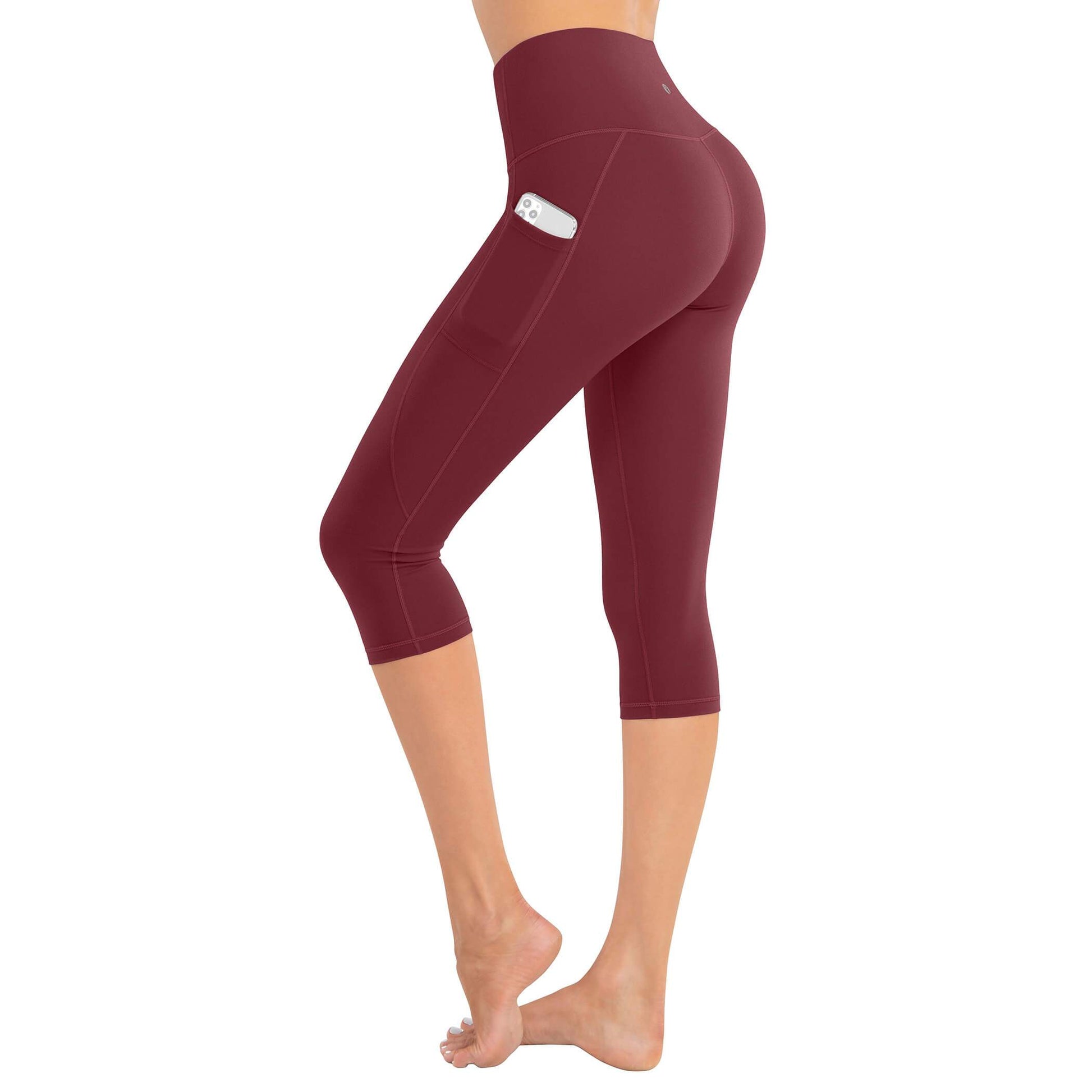 LifeSky Yoga Pants 2 Pockets High Waisted Tummy Control capri