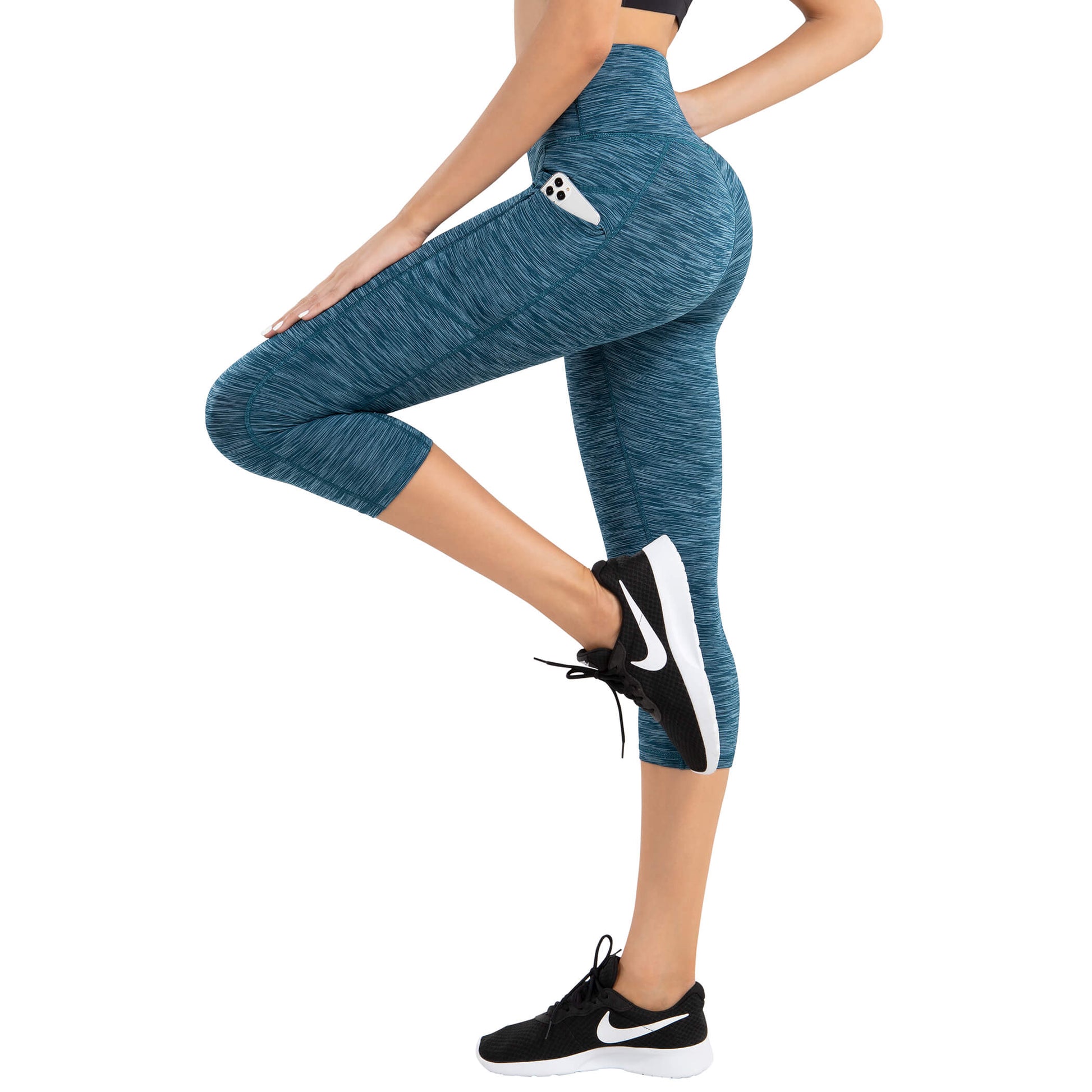 Womens Yoga Pants Workout Leggings High Waisted Capris Tummy