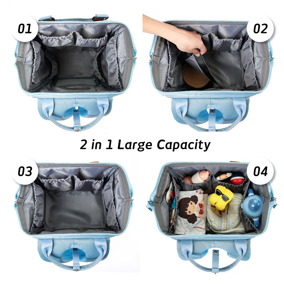 Travel Diaper Bag, 3 in 1 Backpack, Foldable Crib, Portable Baby Changing  Bag, Waterproof, Large Capacity, Blue - Walmart.com