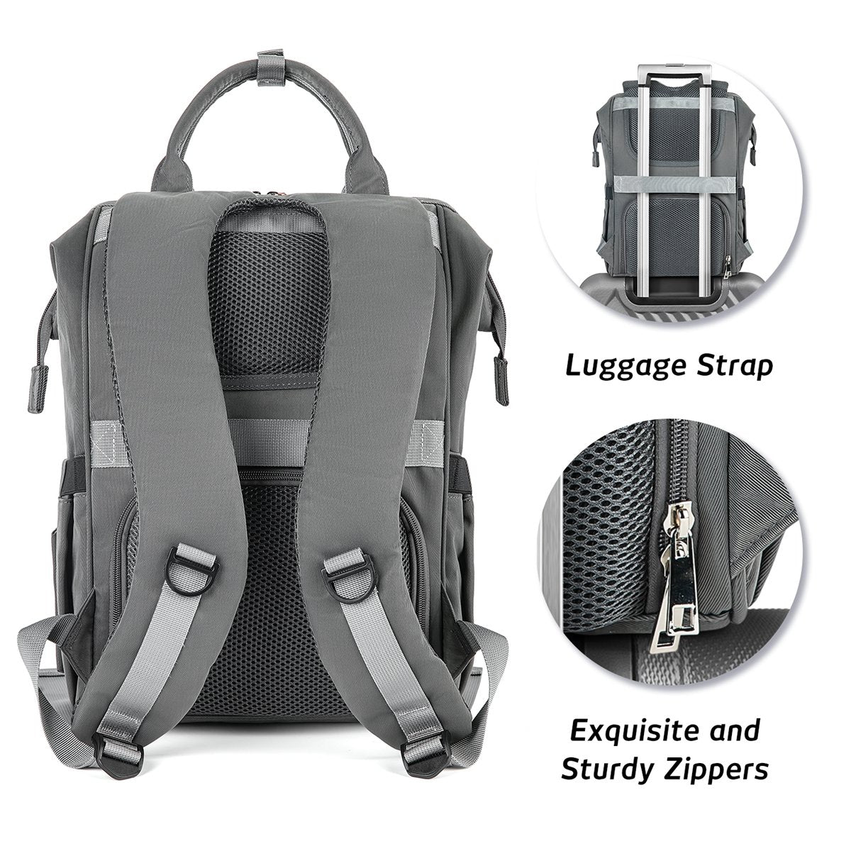 iKeep<sup>&reg;</sup> Crazy Pockets Backpack Diaper Bag - Grey