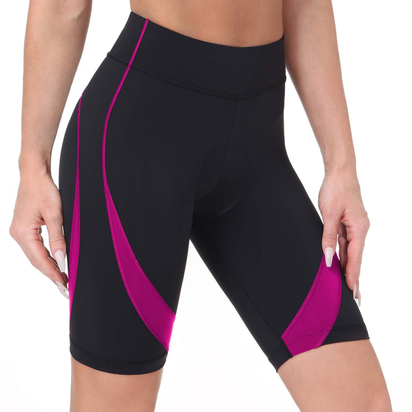 iKeep<sup>&reg;</sup> Women's High Waist Cycling Shorts | Black-fluorescent Pink