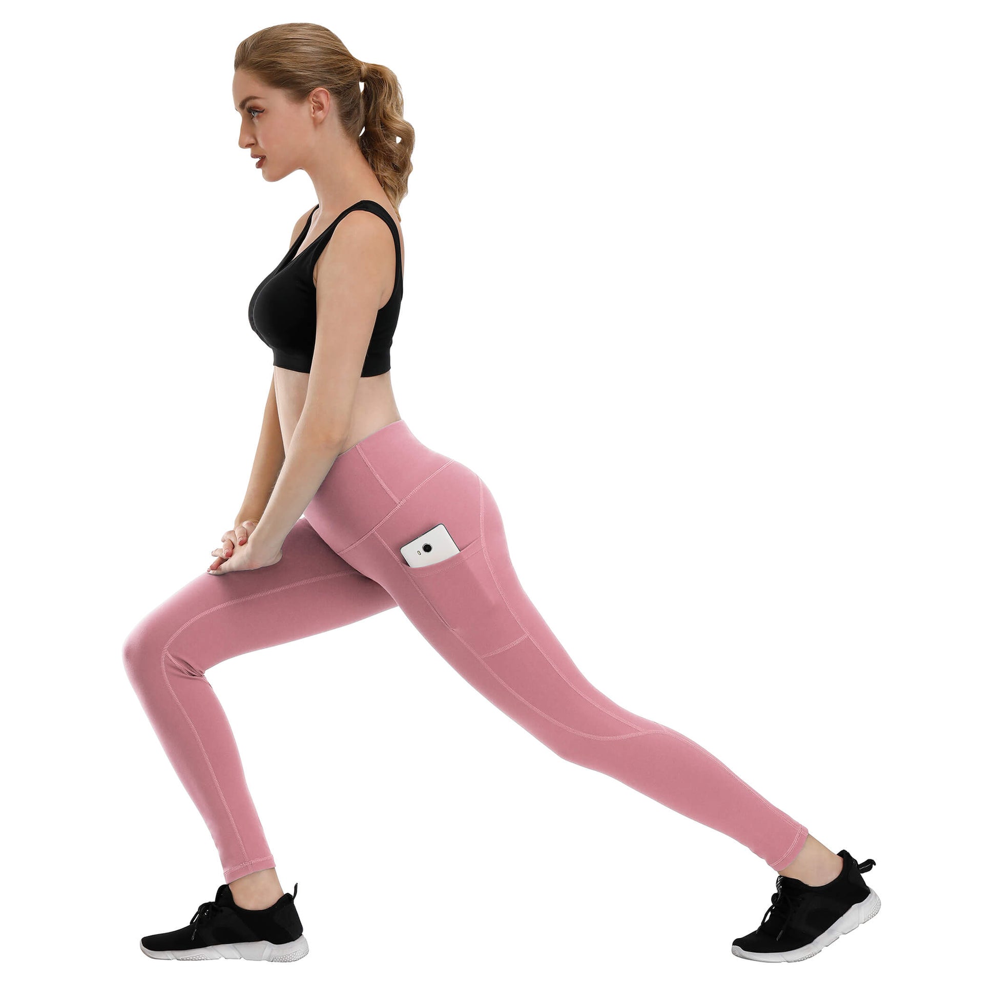 LifeSky Yoga Pants Capri Women High Waisted Tummy Control Workout Legging  Pink M